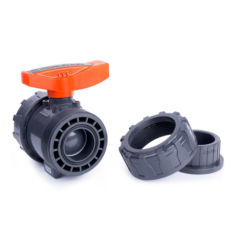 HYDROSEAL Kaplan 2â€™â€™ PVC True Union Ball Valve with Full Port, ASTM F1970, EPDM O-Rings and Reversible PTFE Seats, Rated at 200 PSI @73F, Gray, 2 inch Socket (2 inch) - Image 5